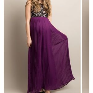 Pink blush maternity lace maxi dress medium